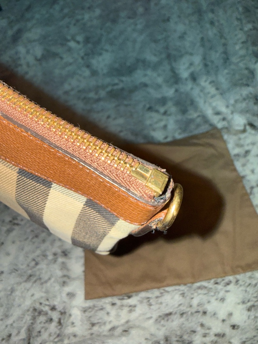 Burberry Tan and Brown Check Belt Bag with Red Accent - Picture 4 of 4